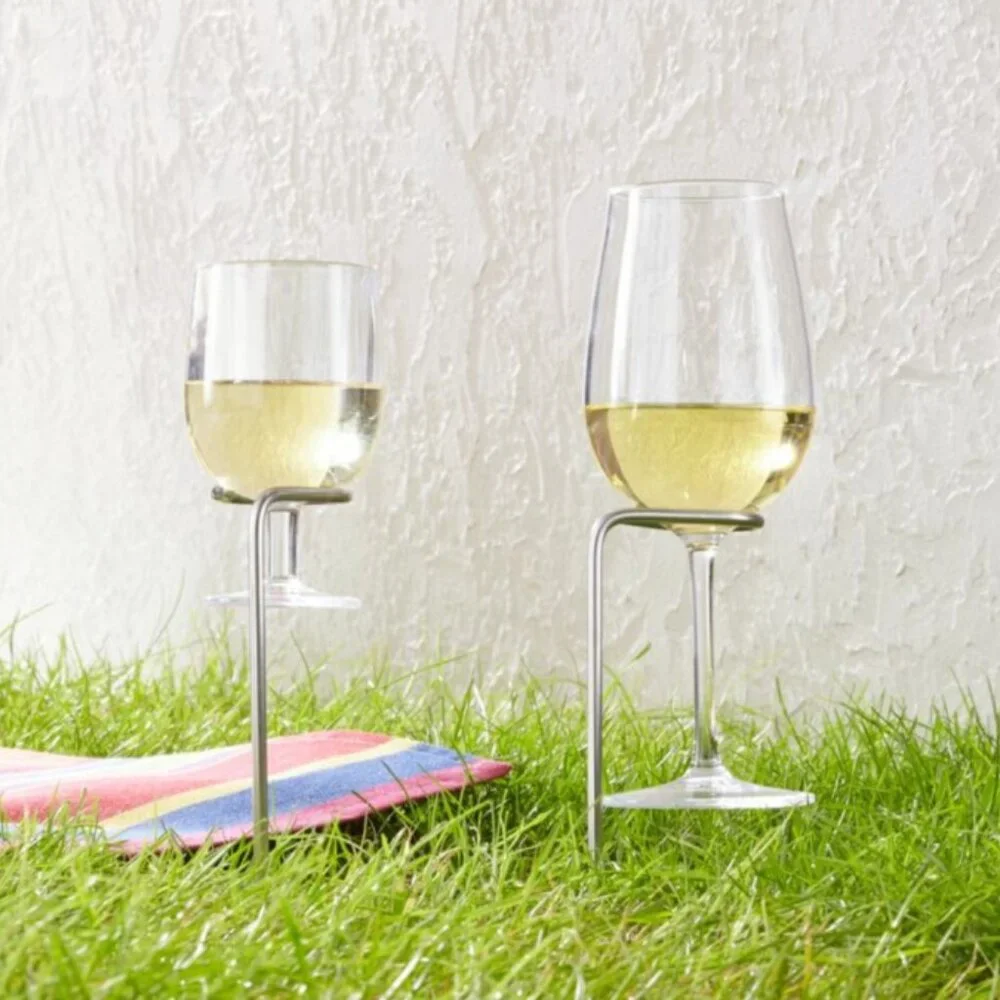Crate & Barrel 2 Steady Sticks Wine Glass Holder NIB